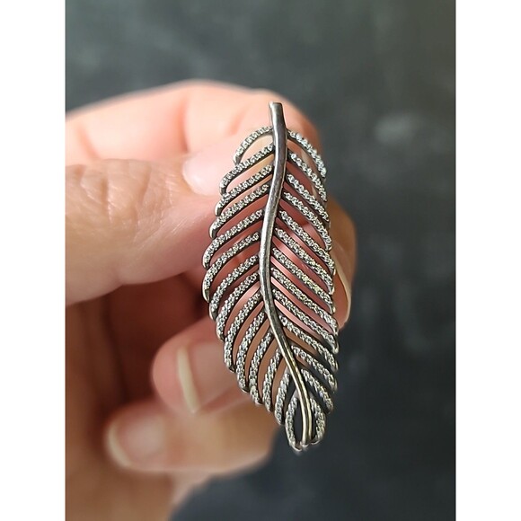Pandora 925 Sterling Silver CZ Light As A Feather Pendant Vintage - Picture 3 of 10